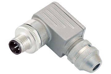 Binder M12-A轉角接頭，6.0-8.0mm，帶隔離網，螺釘端頭，IP67，UL