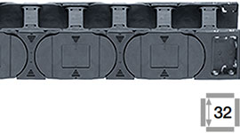 每個鏈節均有橫桿的拖鏈