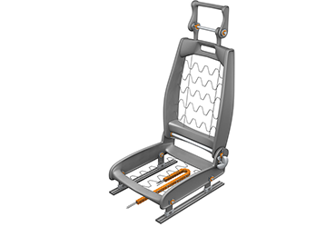 帶有 drylin W 直線滑動軸承緊湊型導向裝置的電動座椅調節裝置。
