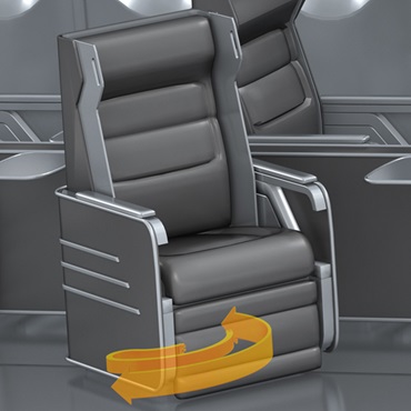 飛機內部：用於座椅轉動調節的拖鏈
