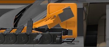 靠近汽車輪胎的拖鏈系統